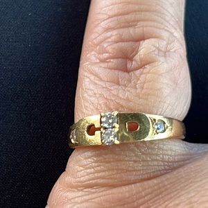 Christian Dior logo 18k yellow gold diamond ring